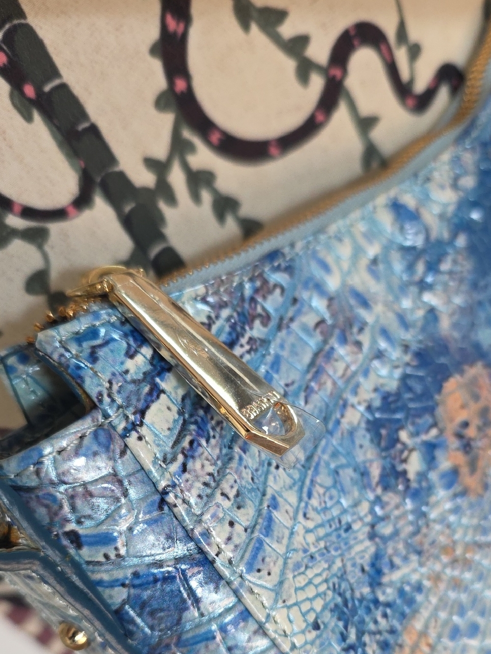 Brahmin Shayna crossbody bag in blue ombre croc-embossed leather - Picture 2 of 5